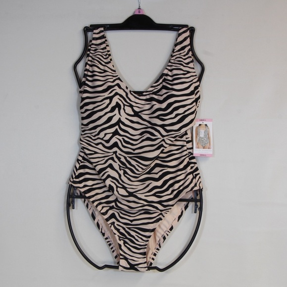 Social Standard by Sanctuary Zebra Print Tie Knot Strap One Piece Swimsuit NWT - Picture 5 of 5
